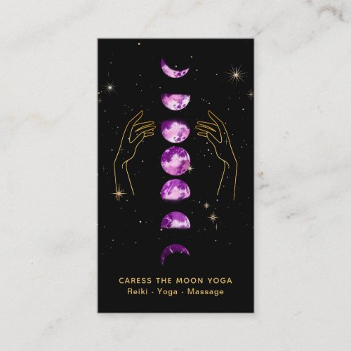  Caress Moon Violet Purple Phases  Hands Star Business Card