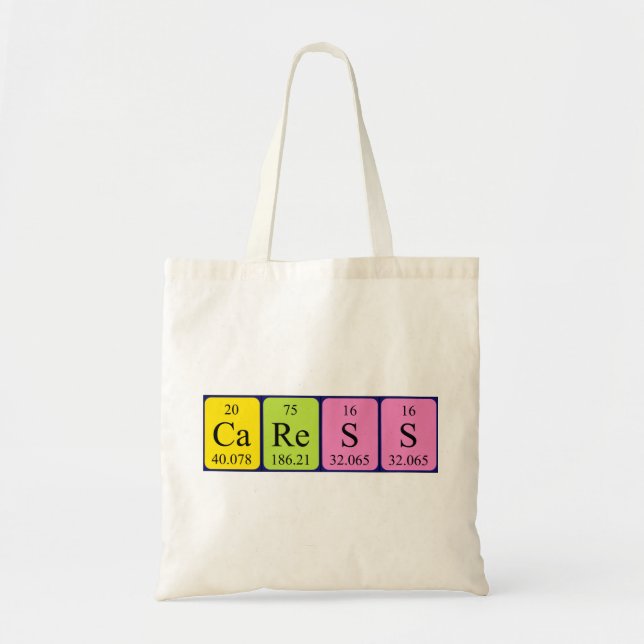 Caress periodic table name tote bag (Front)