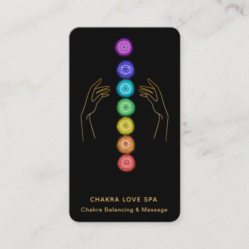  Caress The Chakra Symbols   Healing Hands Business Card