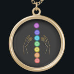 *~* Caress The Chakra Symbols . Healing Hands Gold Plated Necklace<br><div class="desc">Gold Plated powerful JEWELRY WITH INTENTION (R) - Energetically Enhanced Jewelry. Chakra and Healing Hands on a Black background. As a professional distance spiritual energy healer since 2001, I have learned, developed and utilized the power of energy healing intention. All my JEWELRY WITH INTENTION (R) carries the healing energy of...</div>