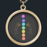 *~* Caress The Chakra Symbols . Healing Hands Gold Plated Necklace<br><div class="desc">Gold Plated powerful JEWELRY WITH INTENTION (R) - Energetically Enhanced Jewelry. Chakra and Healing Hands on a Black background. As a professional distance spiritual energy healer since 2001, I have learned, developed and utilized the power of energy healing intention. All my JEWELRY WITH INTENTION (R) carries the healing energy of...</div>