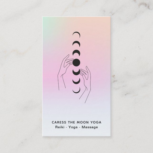 *~* Caress The Moon Phases + Celestial Hands Business Card (Front)
