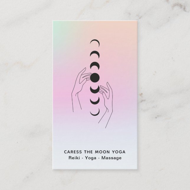 *~* Caress The Moon Phases + Celestial Hands Business Card (Front)