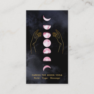 *~* Caress The Pink Moon Phases + Hands Celestial Business Card