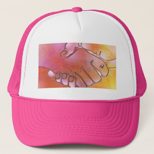 Cargiver Hands Harmony Pink and Orange Trucker Hat