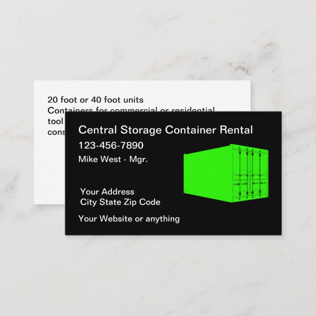 Cargo Container Storage Business Cards (Front/Back)
