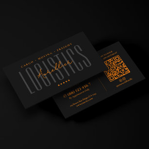 Cargo Logistics Moving Freight Black Orange Business Card