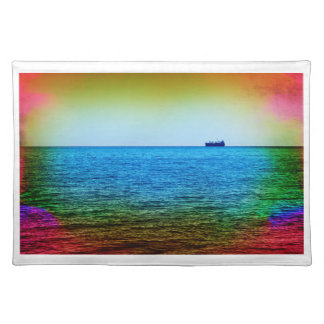 Cargo ship on the horizon cloth placemat