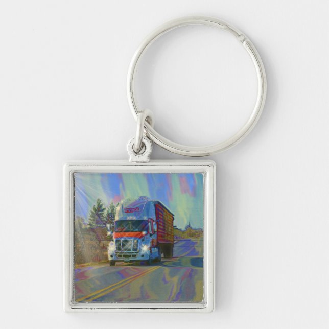 CARGO TRUCK BIG RIG TRUCKERS Gifts Keychain (Front)