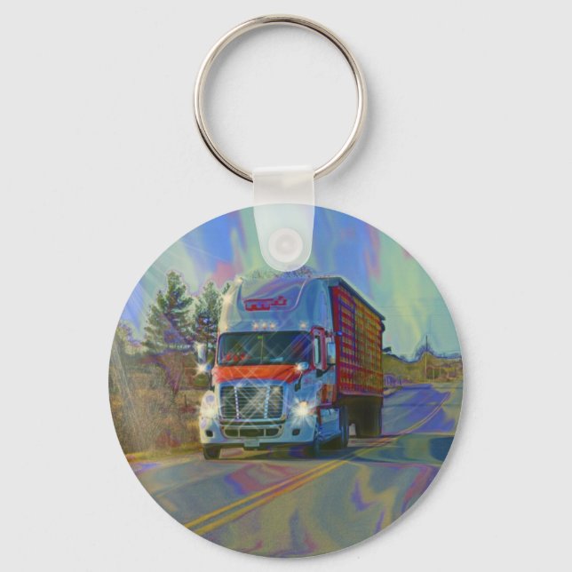 CARGO TRUCK BIG RIG TRUCKERS Gifts Keychain (Front)