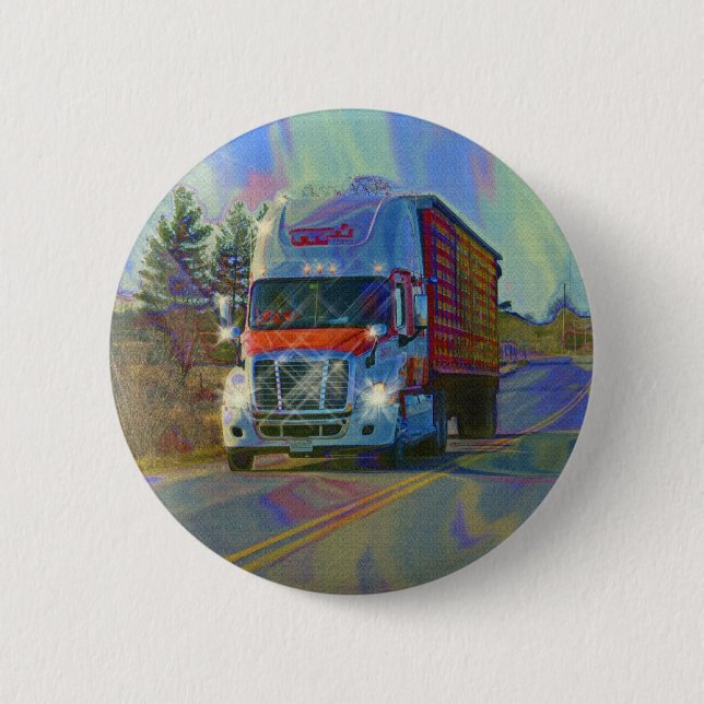 CARGO TRUCK BIG RIG TRUCKERS Gifts Pinback Button (Front)