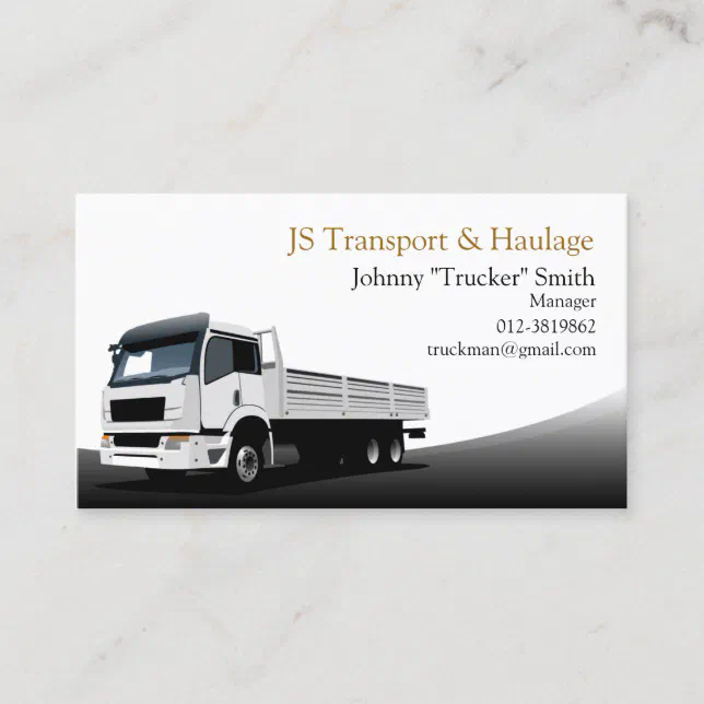 Cargo Truck Haulage Black Business Card 