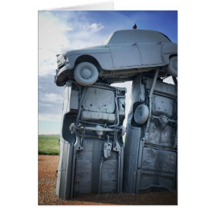 carhenge stacked cars cards