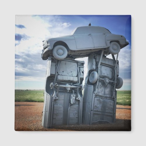 carhenge stacked cars magnet