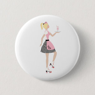 Carhop Girl Pinback Button