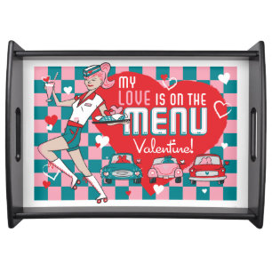 Carhop Retro Drive-In Valentine Serving Tray