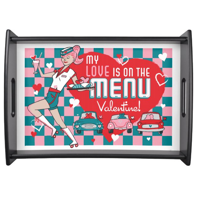 Carhop Retro Drive-In Valentine Serving Tray (Front)
