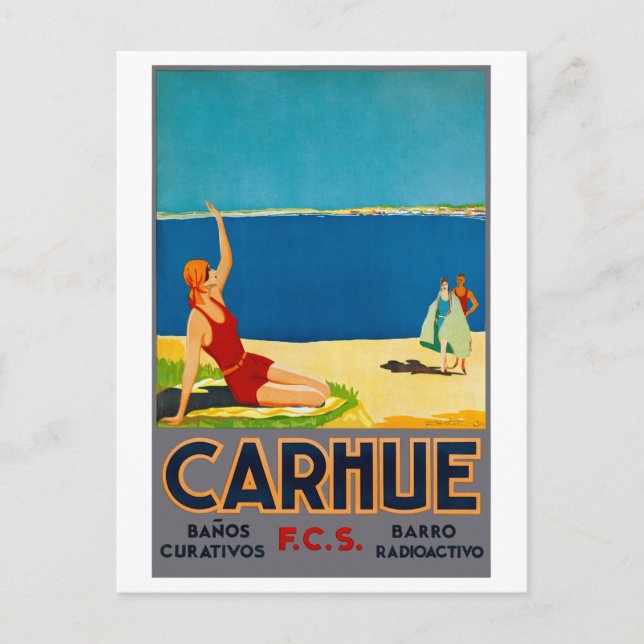 Carhue Argentina Vintage Travel Poster Restored Postcard (Front)
