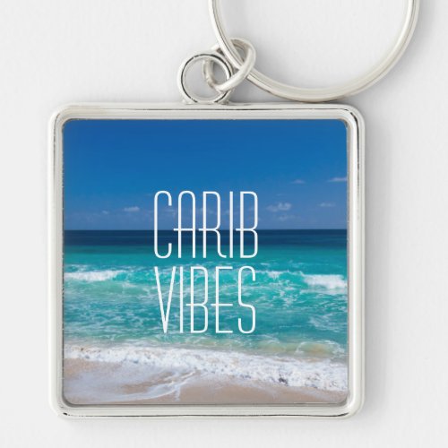 Carib Vibes Tropical Beach Turquoise Water Keychain