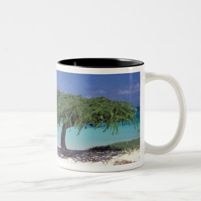 Caribbean, Aruba. Eagle Beach Two-Tone Coffee Mug (Right)