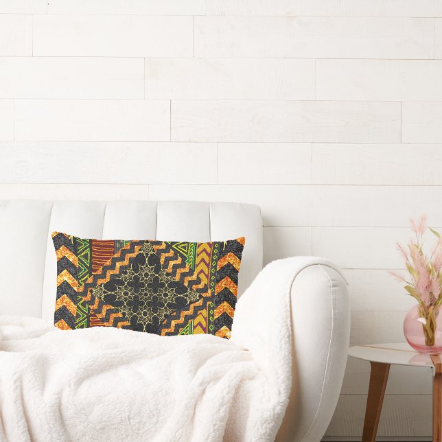 Caribbean Aura: Vintage Afrocentric Lumbar Pillow (Creator Uploaded)