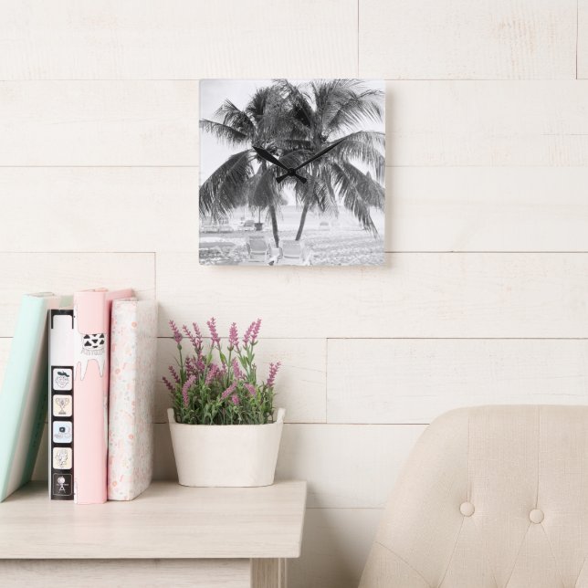 Caribbean Beach Bliss 8 #travel #art Square Wall Clock (Reading Room)