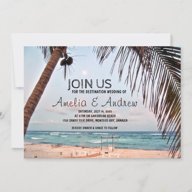 Caribbean Beach Destination Wedding Invitation (Front)