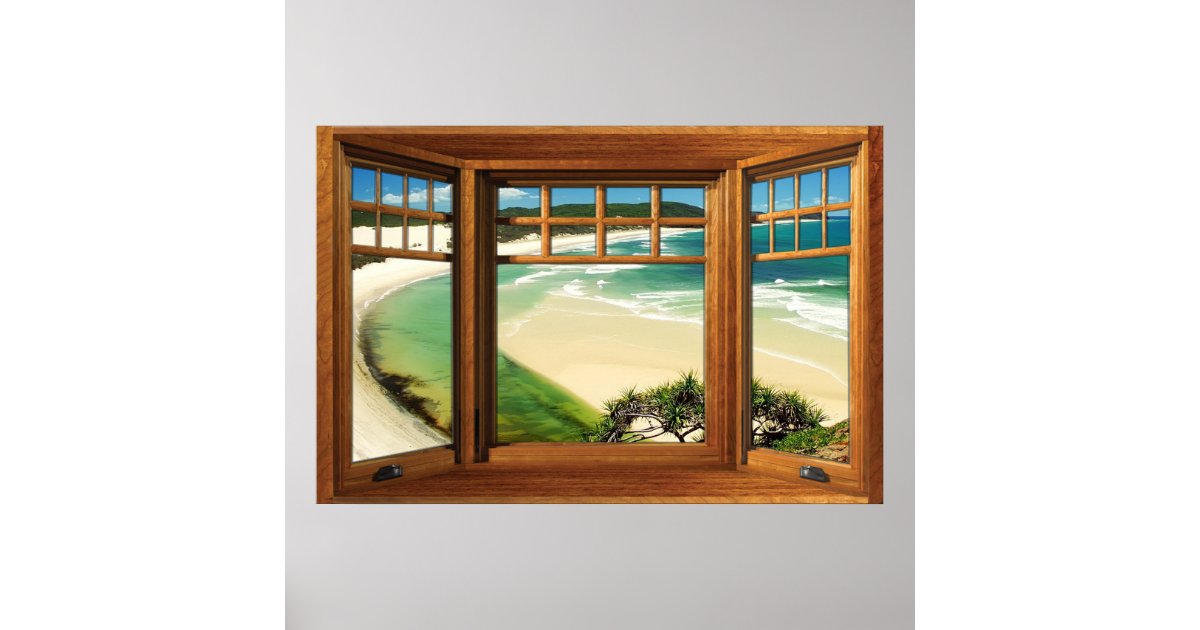 Caribbean Beach Fake Window Illusion Poster | Zazzle