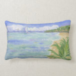 Caribbean Beach large pillow<br><div class="desc">Pretty tropical beach scene with a boat and a palm tree.</div>