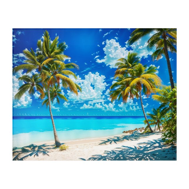 Caribbean Beach Scene 1 Acrylic Print (Front)