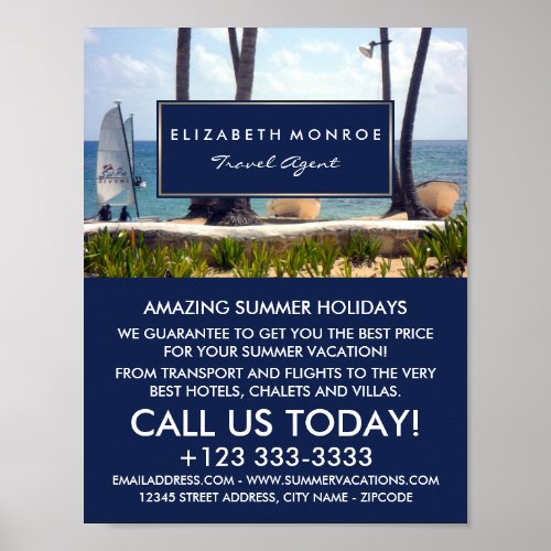 Caribbean Beach Travel Agent Advertising Poster