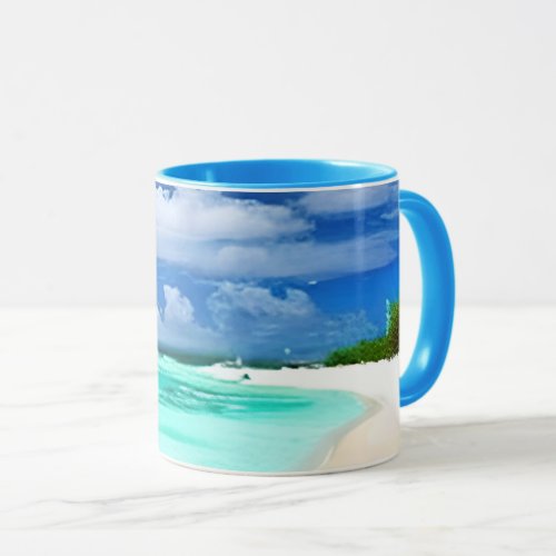  Caribbean Beach with Deep Blue Summer Sky Mug