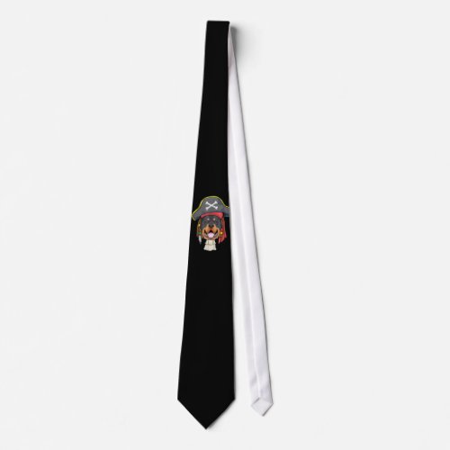 Caribbean Beads Rottweiler Pirate Dog Funny Lovers Neck Tie