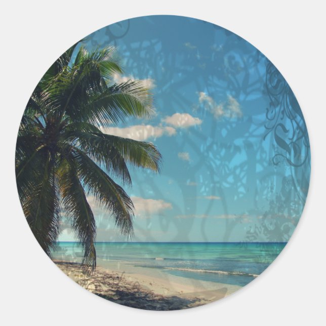 Caribbean Blue Classic Round Sticker (Front)