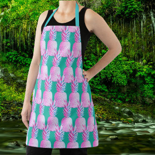 Caribbean Blue Colorful Pineapples Apron