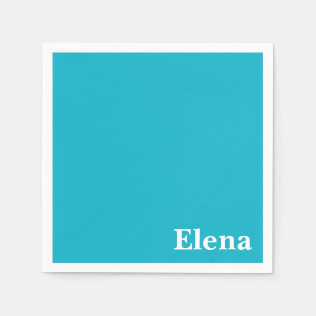 Caribbean Blue Customizable Paper Napkins (Front)