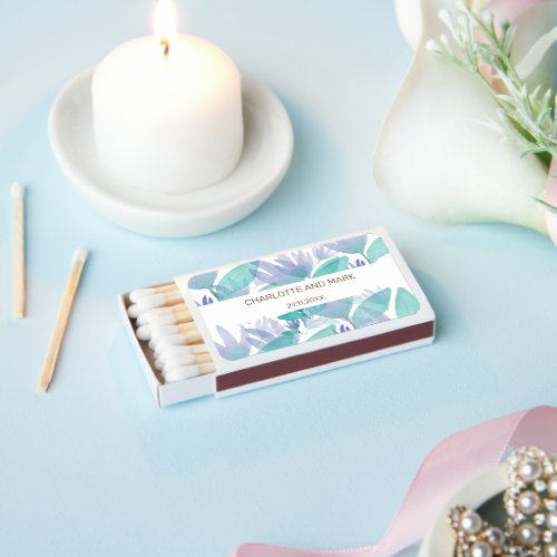 Caribbean Blue Green Watercolor Wonder Flowers Matchboxes