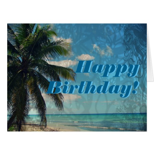 Caribbean Blue Happy Birthday Large Greeting Card | Zazzle