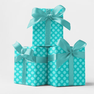 Caribbean Blue Monochromatic Polka Dot Pattern Wrapping Paper
