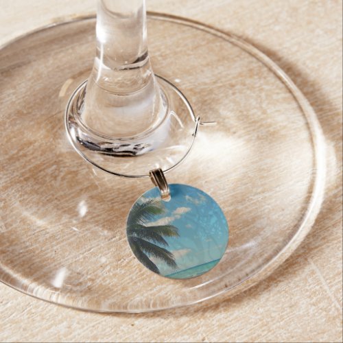 Caribbean Blue Wine Glass Charm