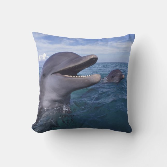 Caribbean, Bottlenose Throw Pillow (Front)