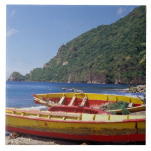 Caribbean, BWI, St. Lucia, Sailboats, Soufriere. Tile