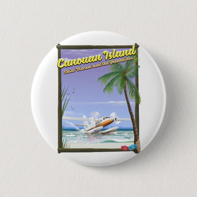 Caribbean, Canouan islands paradise poster. Button (Front)