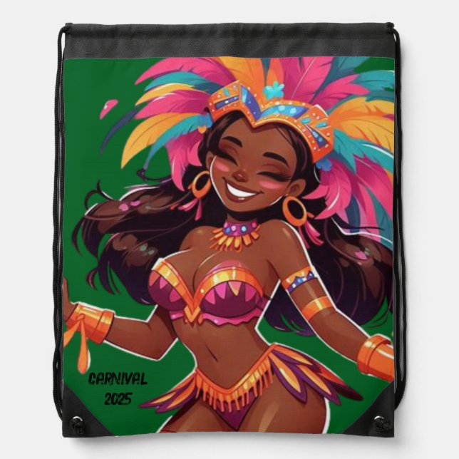 Caribbean Carnival Themed Drawstring Backpack (Front)