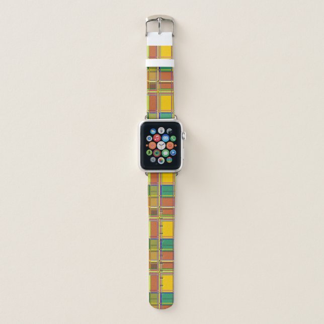 Caribbean Colorful Fabric Madras Tartan Apple Watch Band (Front)