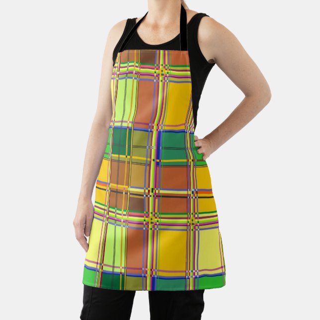 Caribbean Colorful Fabric Madras Tartan Apron (Insitu)