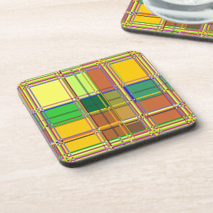 Caribbean Colorful Fabric Madras Tartan Beverage Coaster