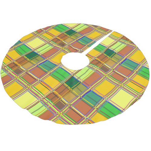 Caribbean Colorful Fabric Madras Tartan Brushed Polyester Tree Skirt