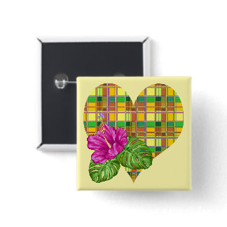Caribbean Colorful Fabric Madras Tartan Button