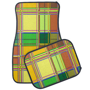 Caribbean Colorful Fabric Madras Tartan Car Floor Mat